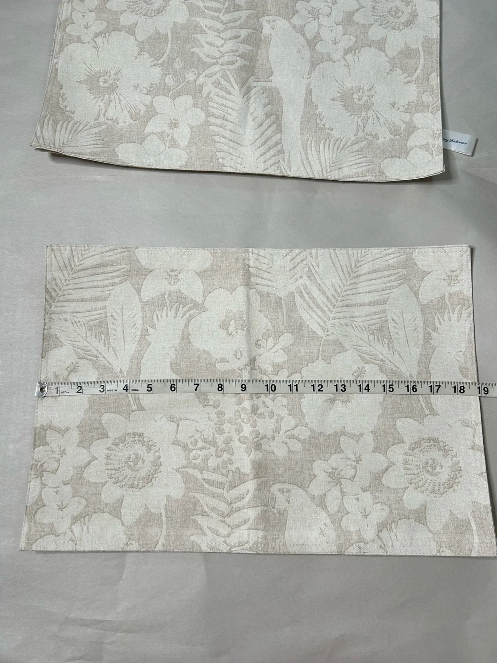 Tommy Bahama Neutral Floral & Parrot Placemats Set of 3 Tropical Summer Beachy